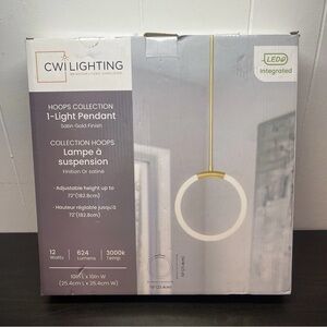 CWI Lighting Hoops Collection 1 - Light Pendant - Satin Gold Finish